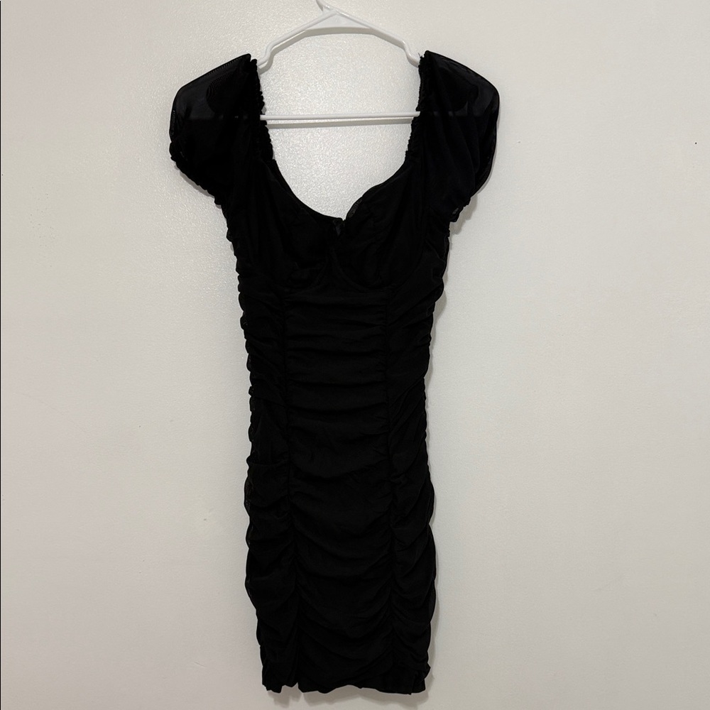 Windsor Black Ruched Mini Dress